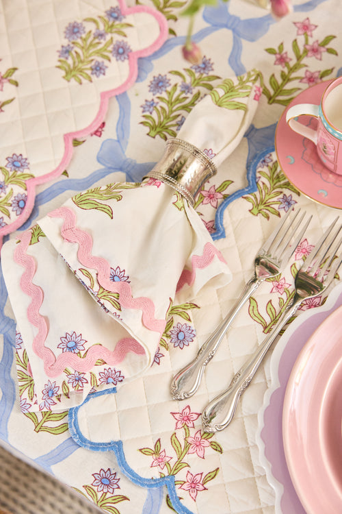 Gardenia Blush Napkin with Ric Rac Lace (Set of 4)