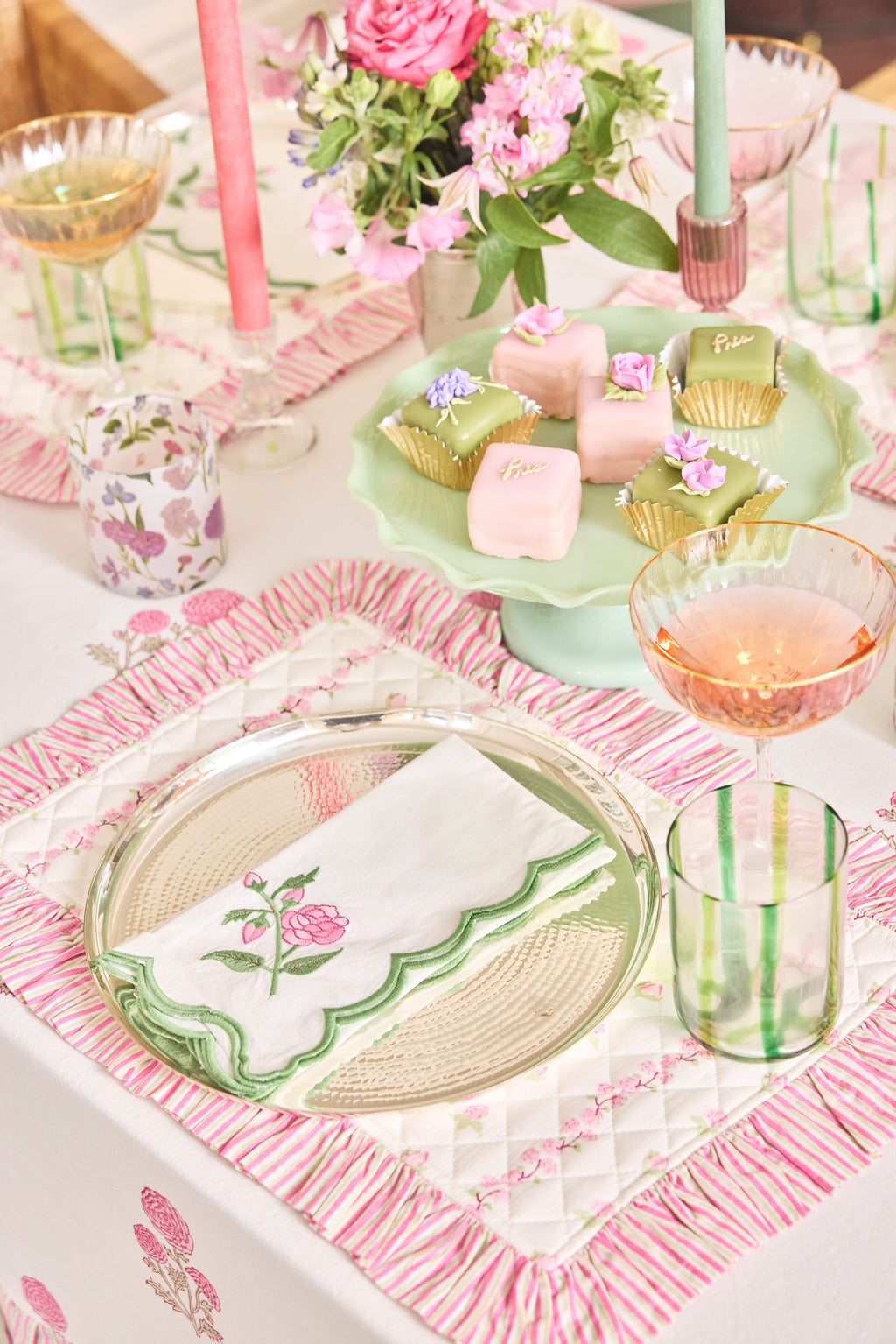 Rose Cottage Quilted Placemat with Ruffles (Set of 4)