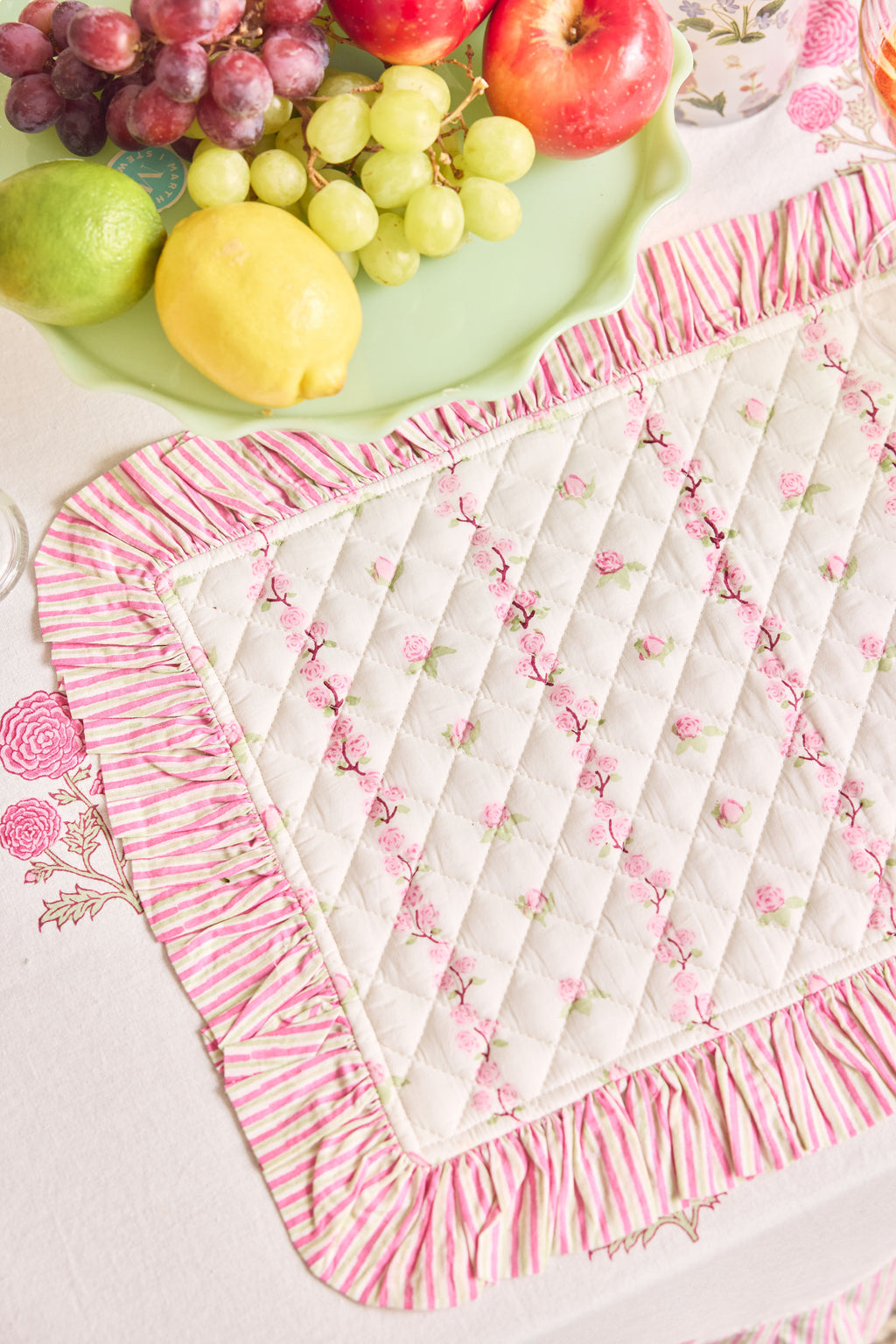 Rose Cottage Quilted Placemat with Ruffles (Set of 4)