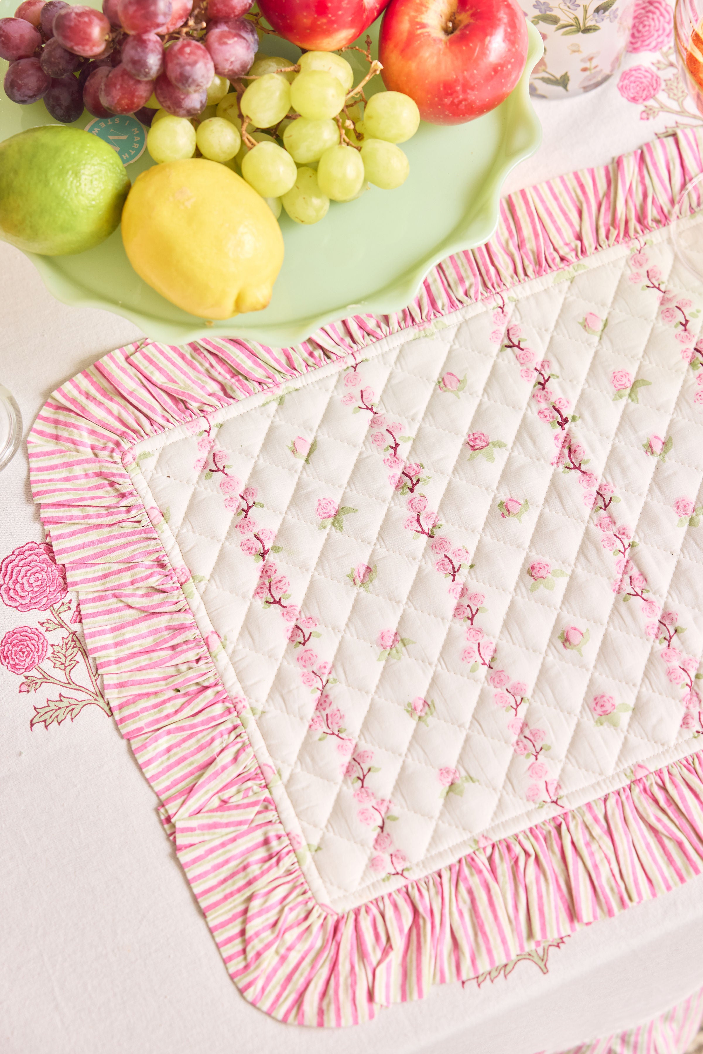 Rose Cottage Quilted Placemat with Ruffles (Set of 4)