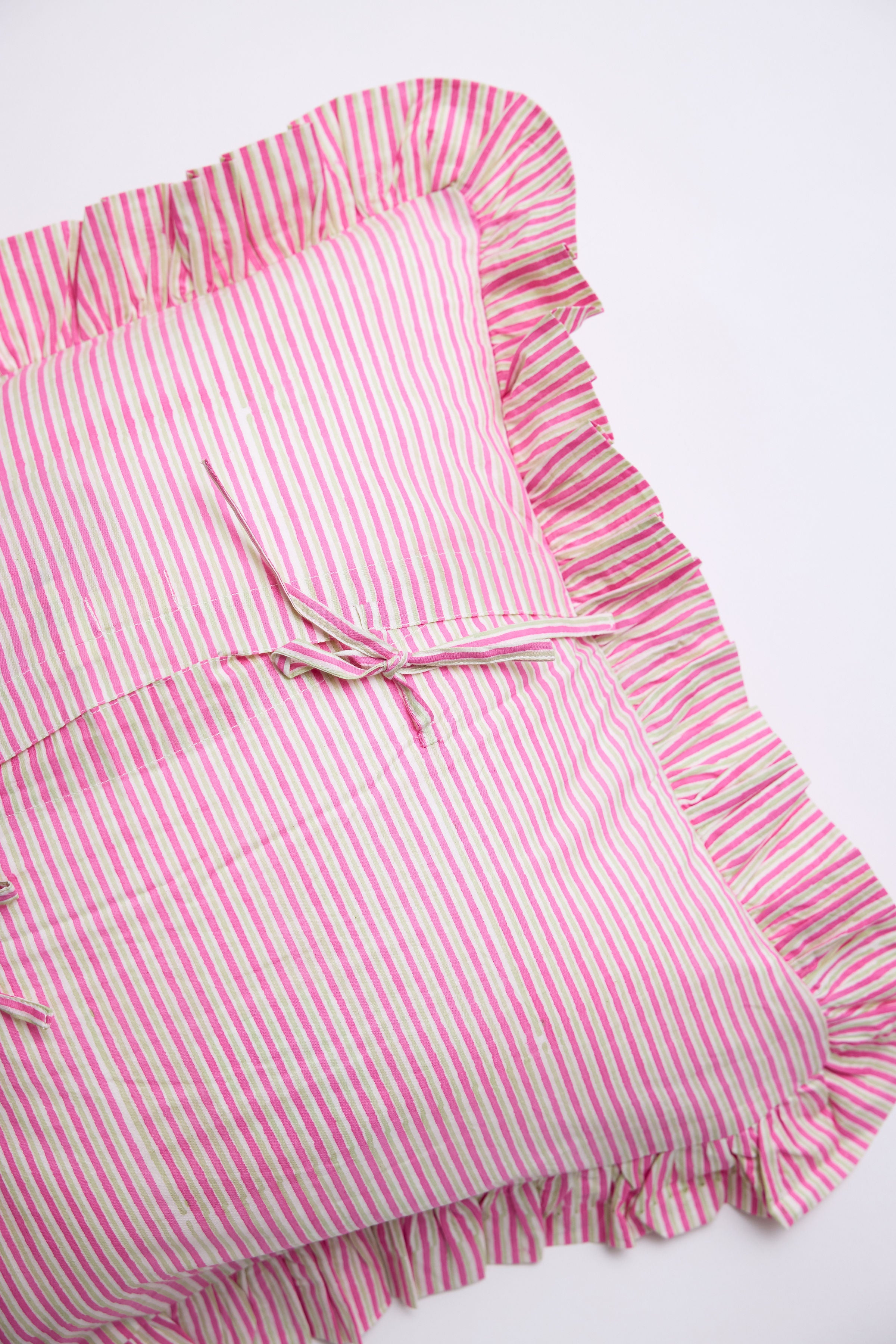 Rose Cottage Striped Ruffle Throw Pillow