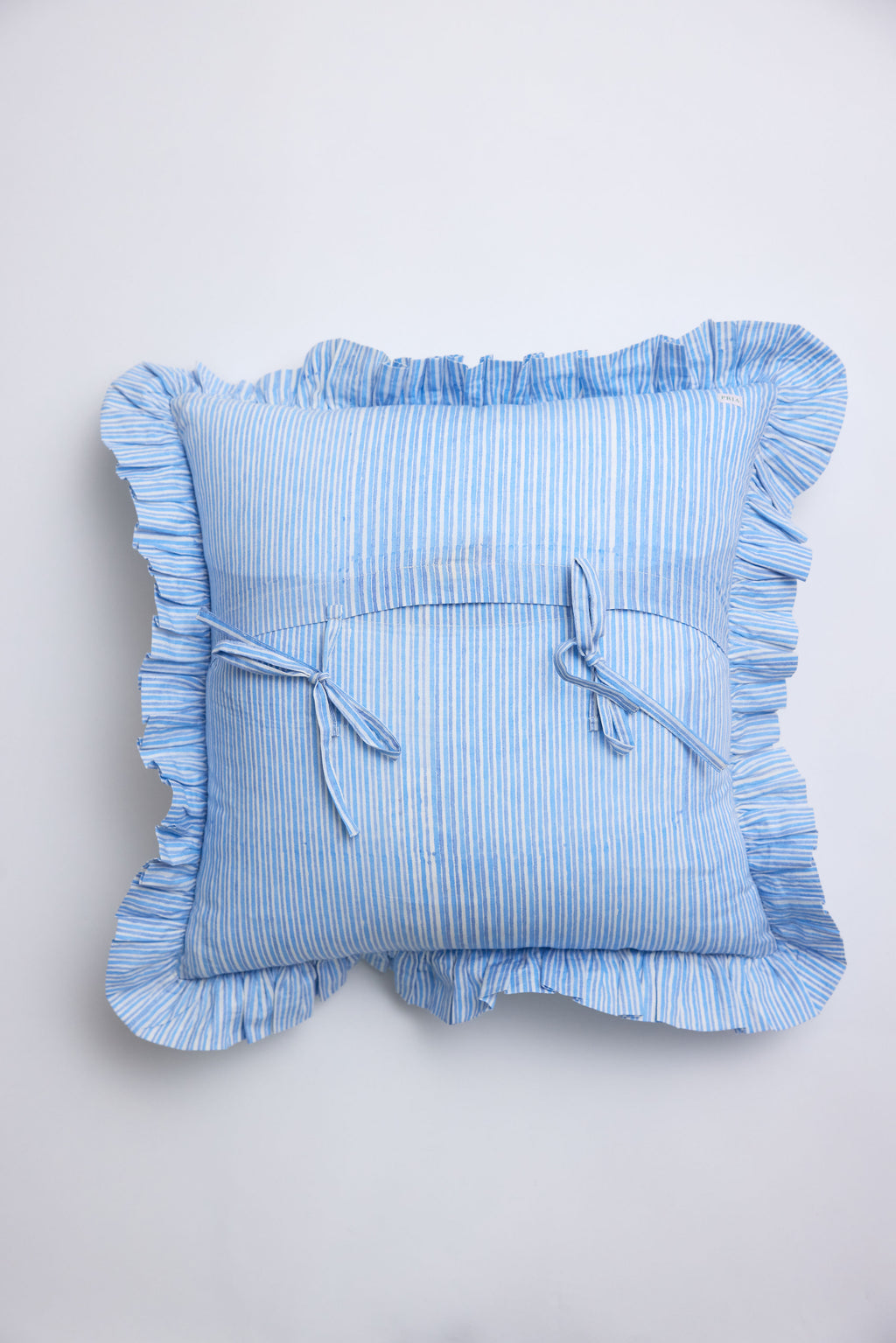 Gardenia Blue Ruffle Throw Pillow Cover