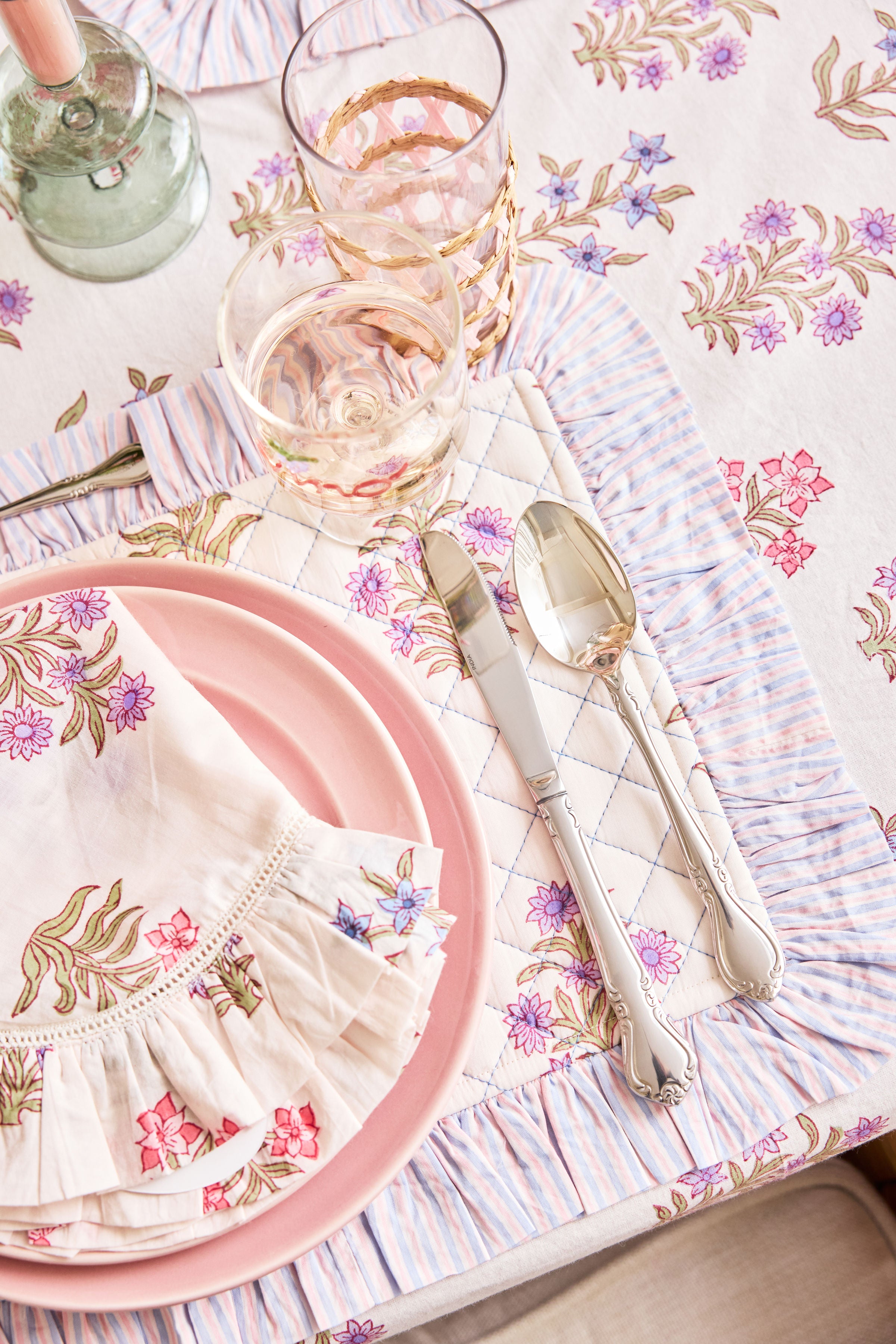 Wildflower Bloom Quilted Ruffle Placemat (Set of 4)