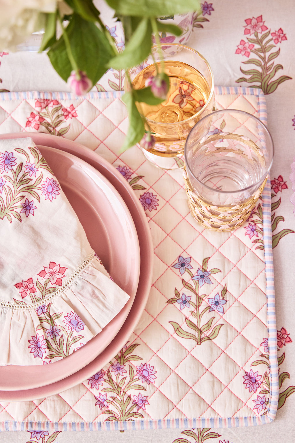 Wildflower Bloom Quilted Placemat with Piped Edges (Set of 4)