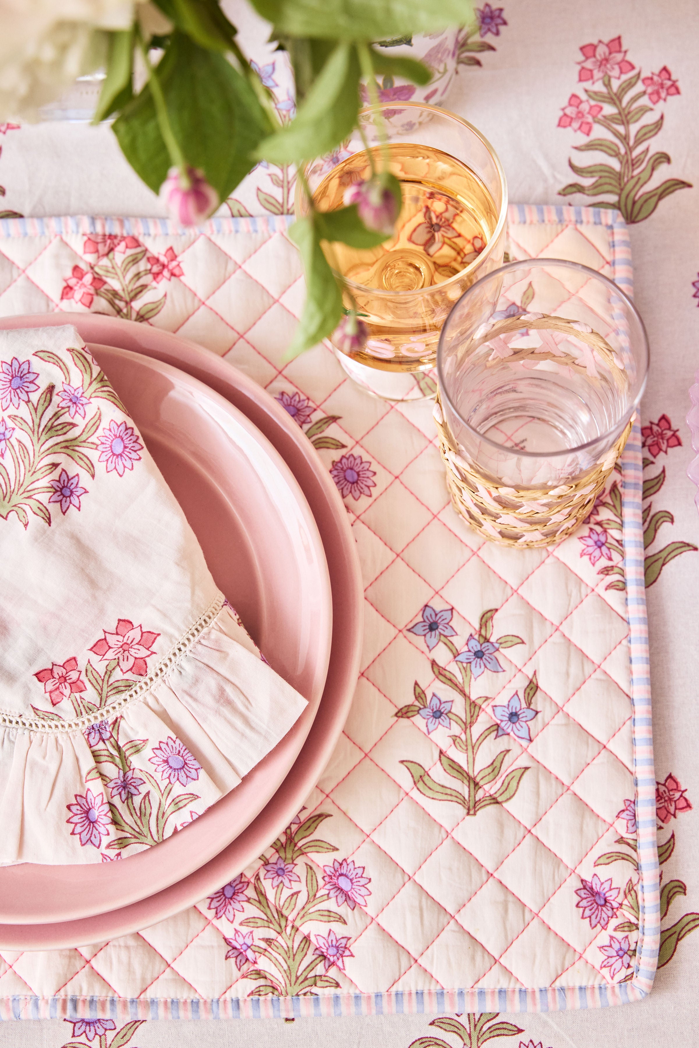 Wildflower Bloom Quilted Placemat with Piped Edges (Set of 4)