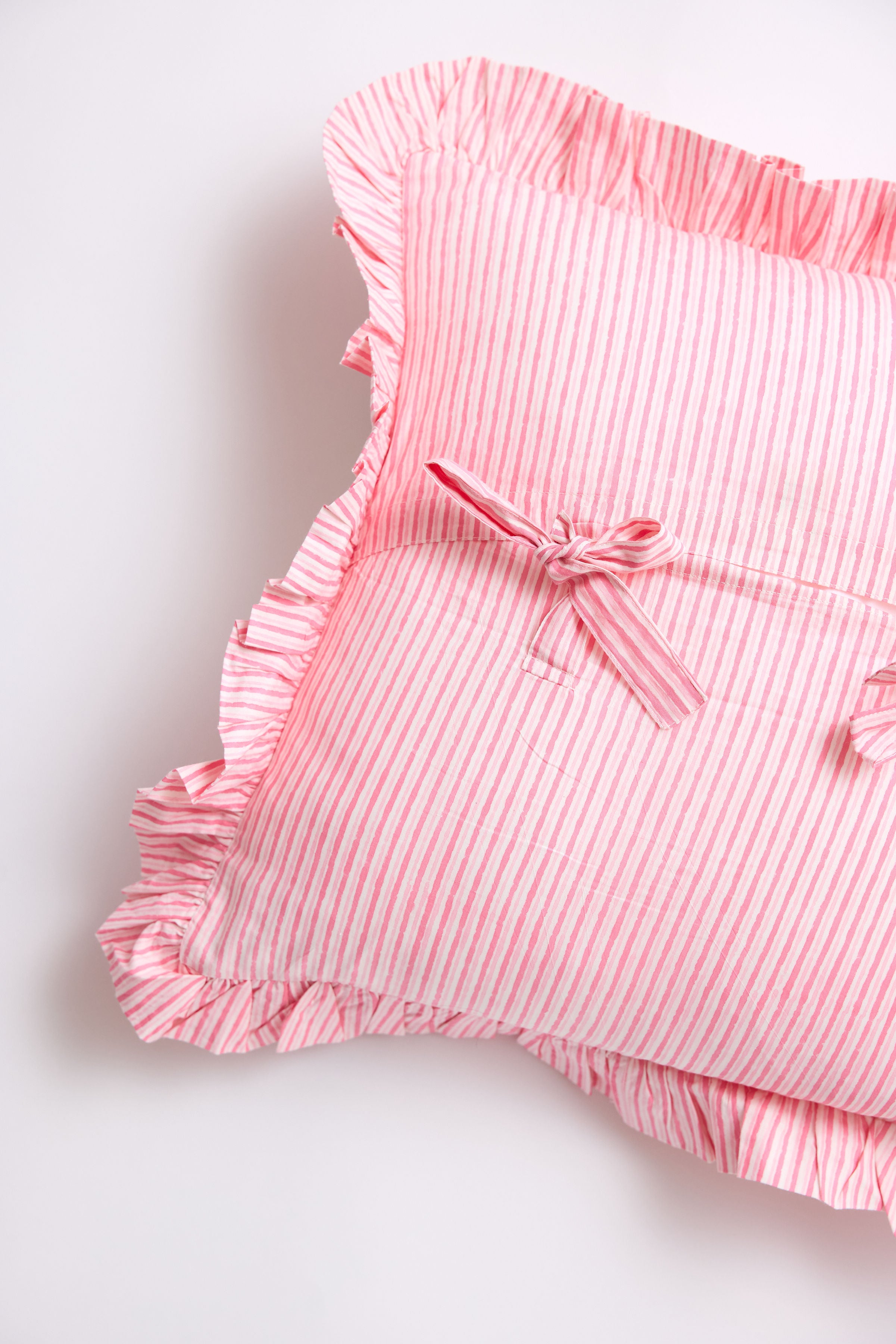 Wildflower Bloom Ruffle Throw Pillow in Blush