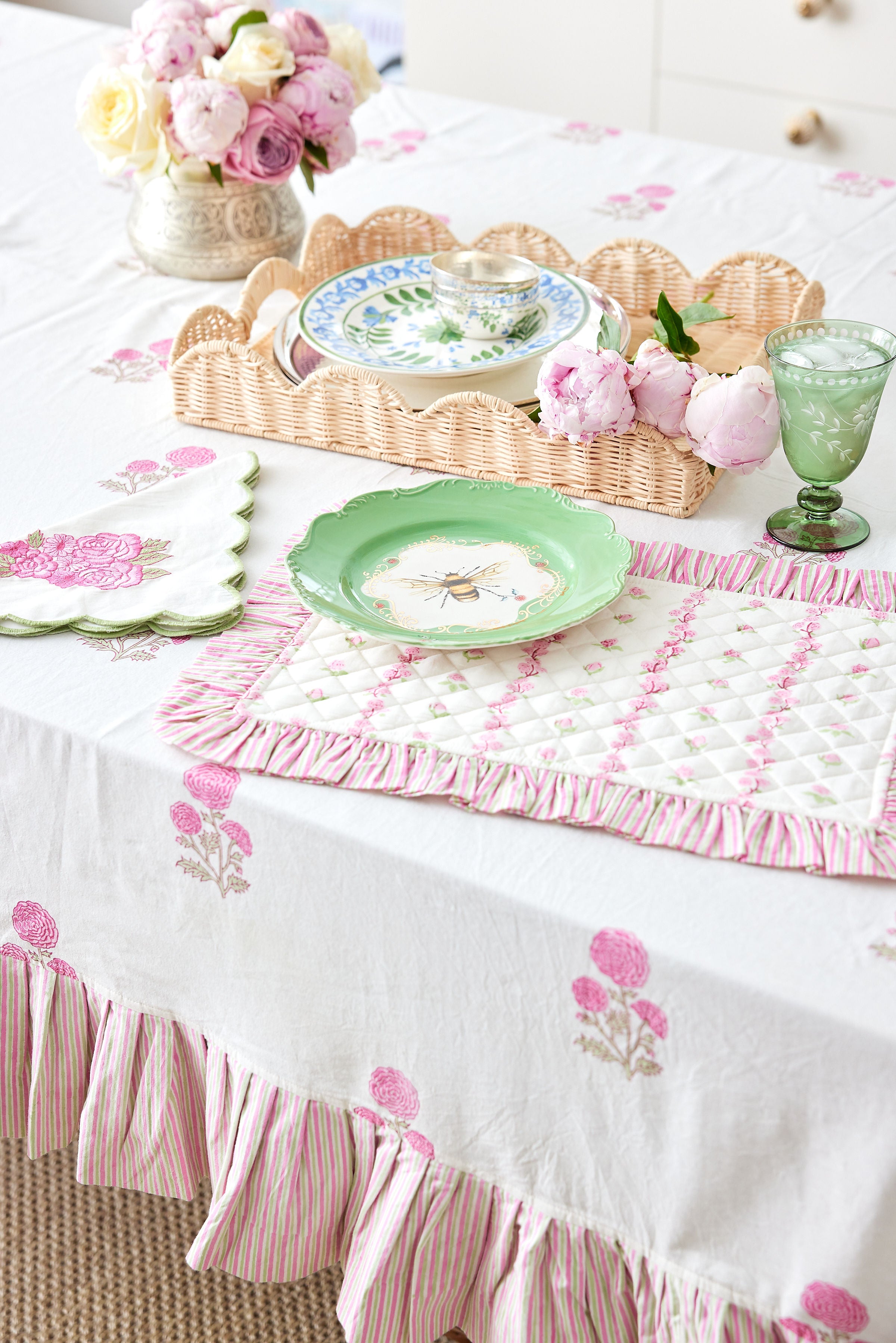 Rose Cottage Ruffle Tablecloth